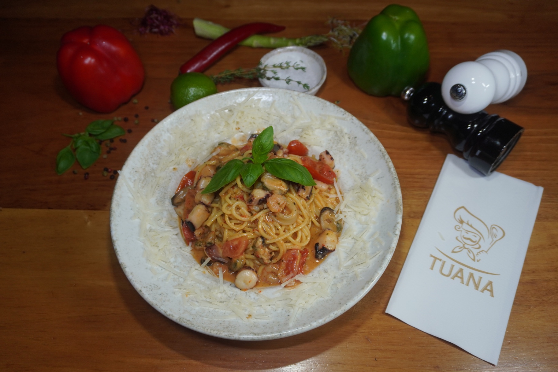 Spaghetti pescatore met zeevruchten